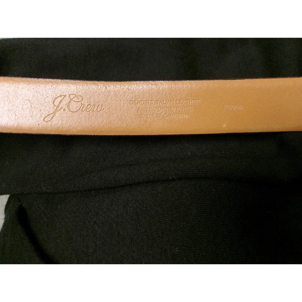 J.Crew Mens 38 Leather Belt Brown Italian Leather Silver Buckle K0966